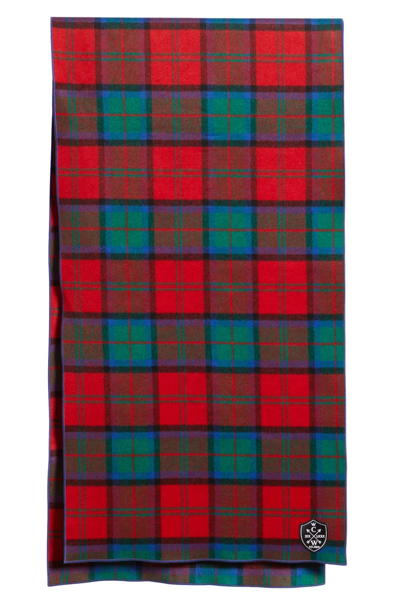 CLIFTON WILSON Plaid Wool Scarf, Alternate, color, Red
