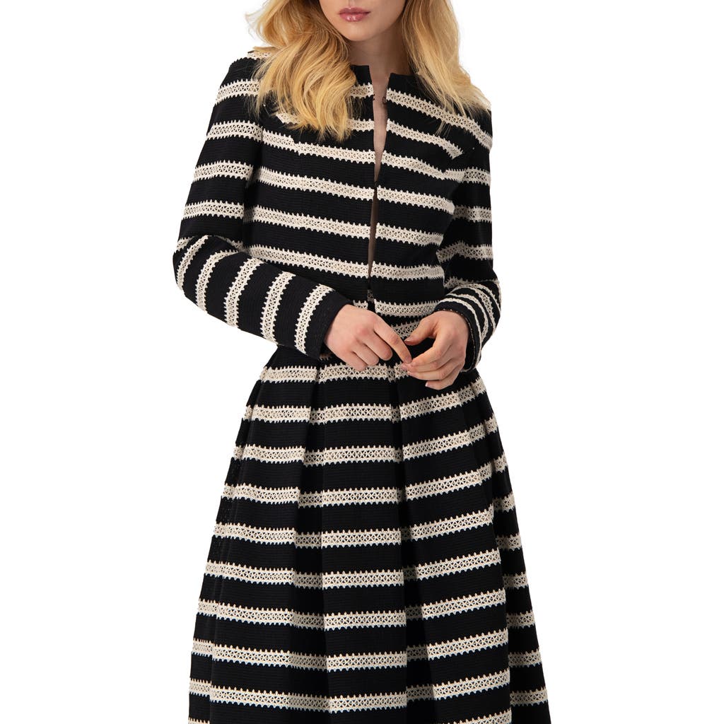 Ivonne Striped Cropped Jacket With Modern Detailing In Multi