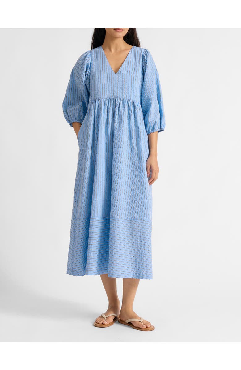 Albaray Stripe V-Neck Midi Dress, Alternate, color, Blue