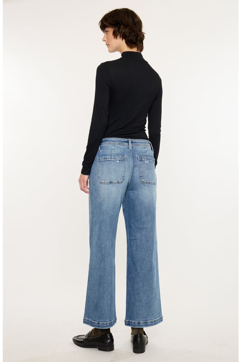 Amma Essentials Mid Rise Ankle Wide Leg Jeans, Alternate, color, Medium Dark Wash