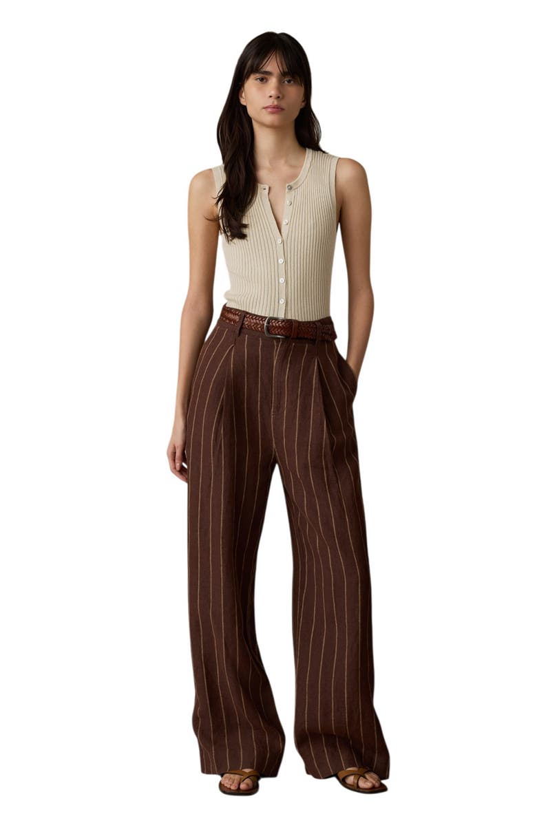 Faherty Sun Strider Stripe Wide Leg Linen Pants, Alternate, color, Harbor Line Stripe