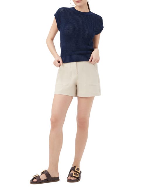 Trina Turk Yuri Open Knit Short Sleeve Pullover In Blue