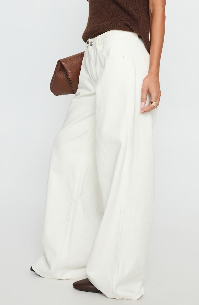 Princess Polly Ramos Low Rise Wide Leg Jeans, Alternate, color, White