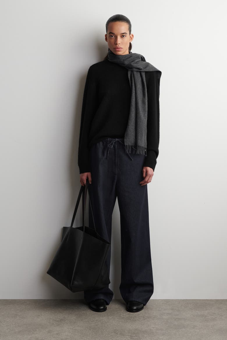 Drawstring Denim Pants, Main, color, INDIGO