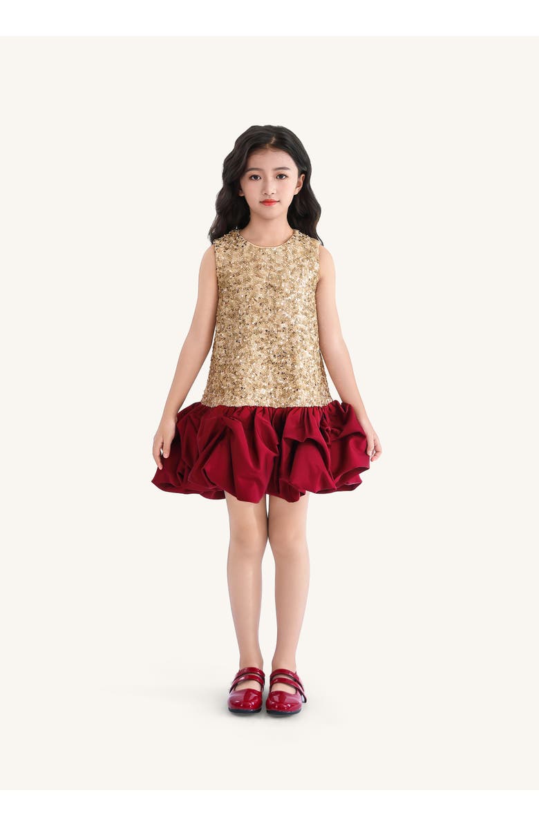 Tulleen Ruffles & Gleam Dress, Alternate, color, Gold