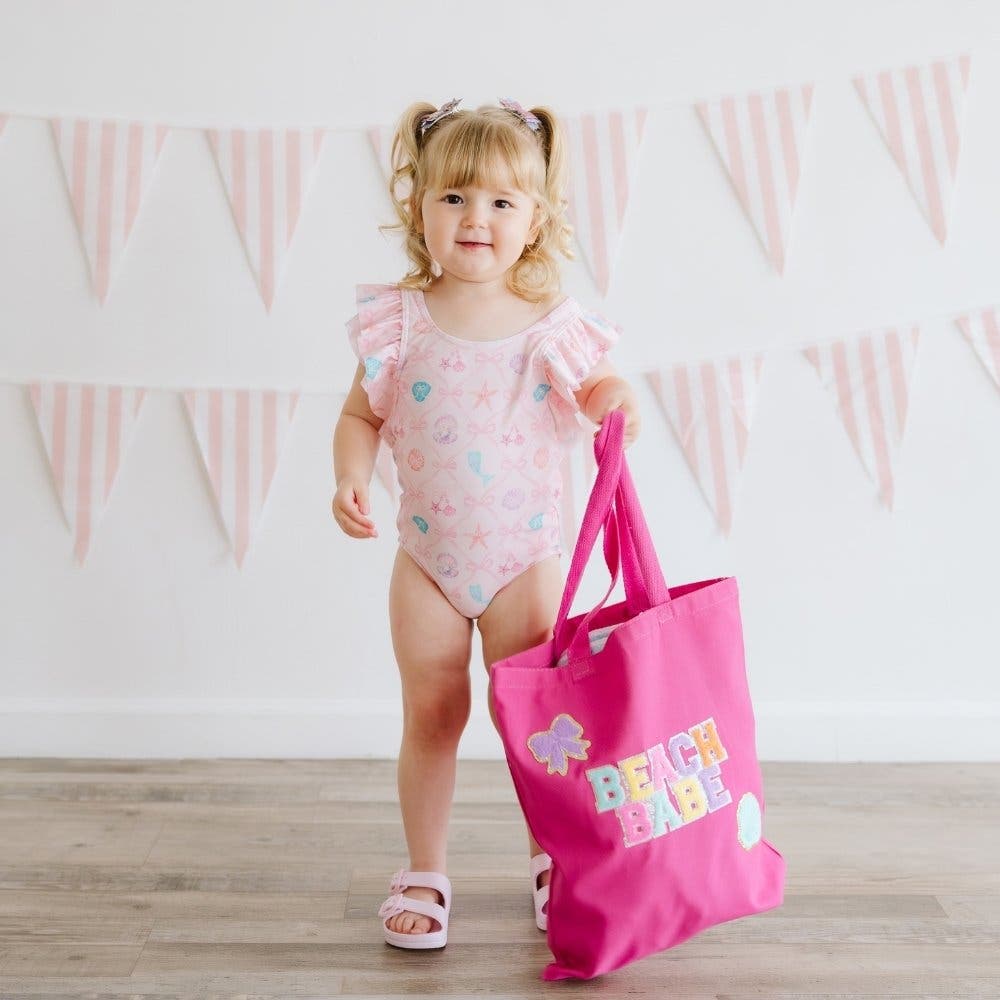 Sweet Wink Beach Babe Patch Tote, Alternate, color, Raspberry Pink