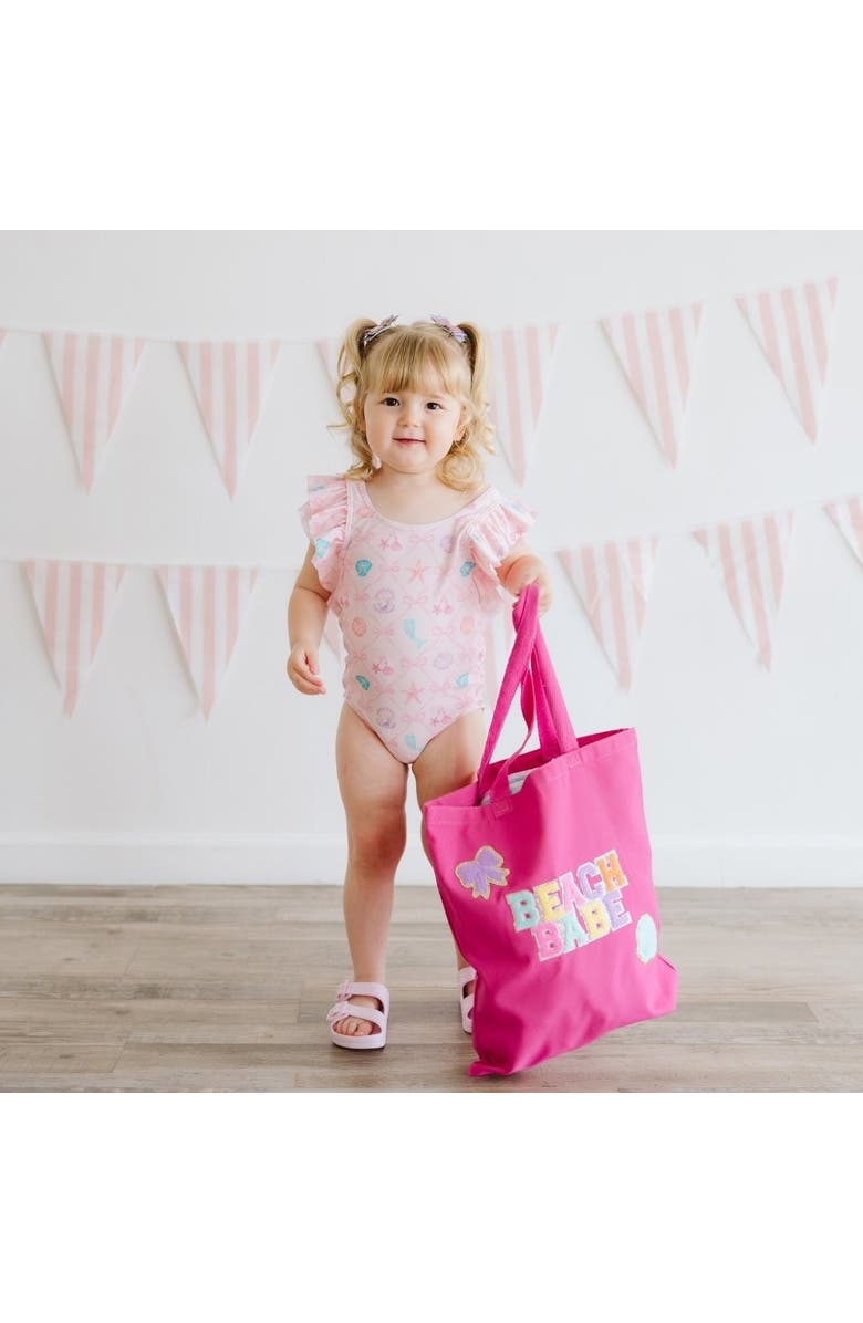 Sweet Wink Beach Babe Patch Tote, Alternate, color, Raspberry Pink