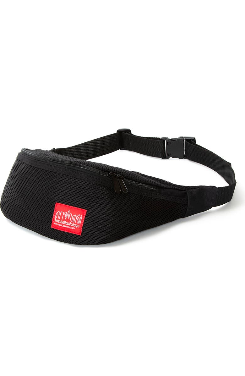 Manhattan Portage Mesh Brooklyn Bridge Belt Bag, Alternate, color, Black