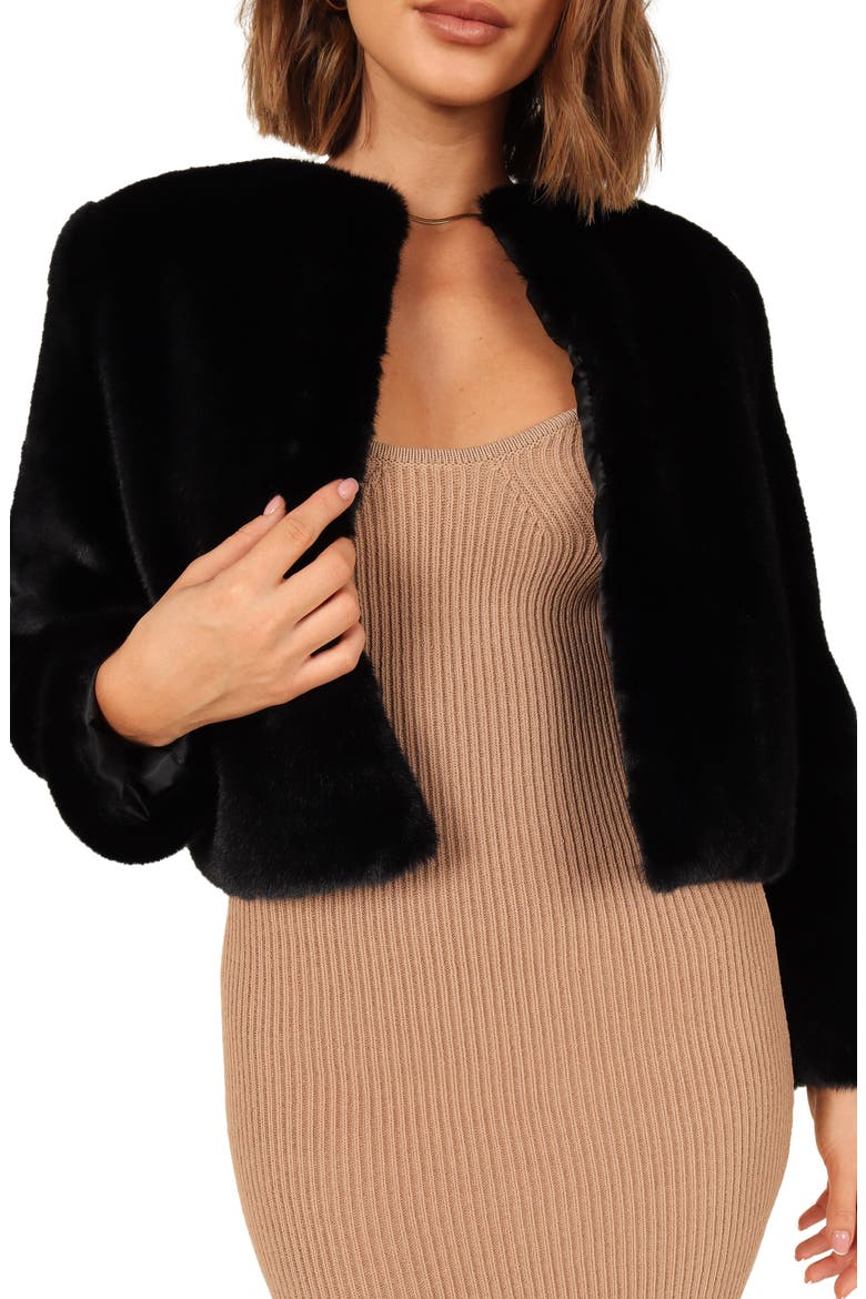 Minnie Faux Fur Jacket, Main, color, BLACK