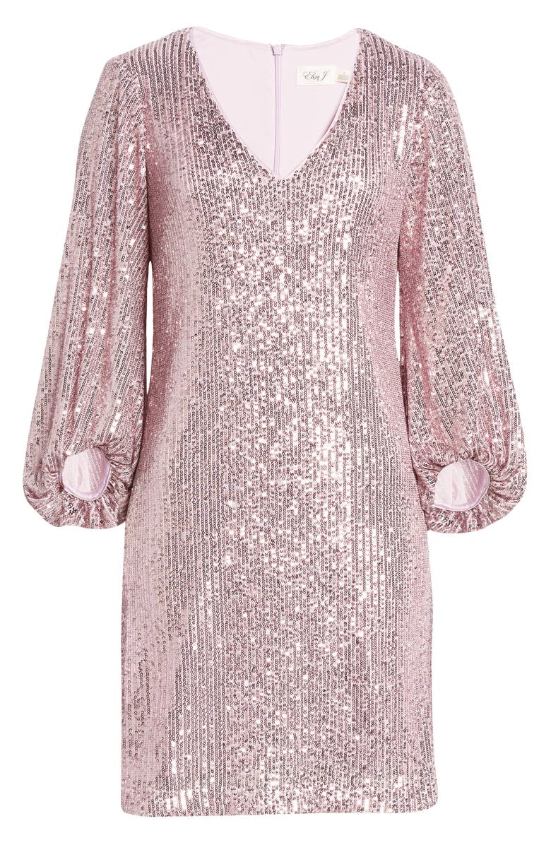 Eliza J Social Sequins Long Sleeve Dress, Alternate, color, Lil