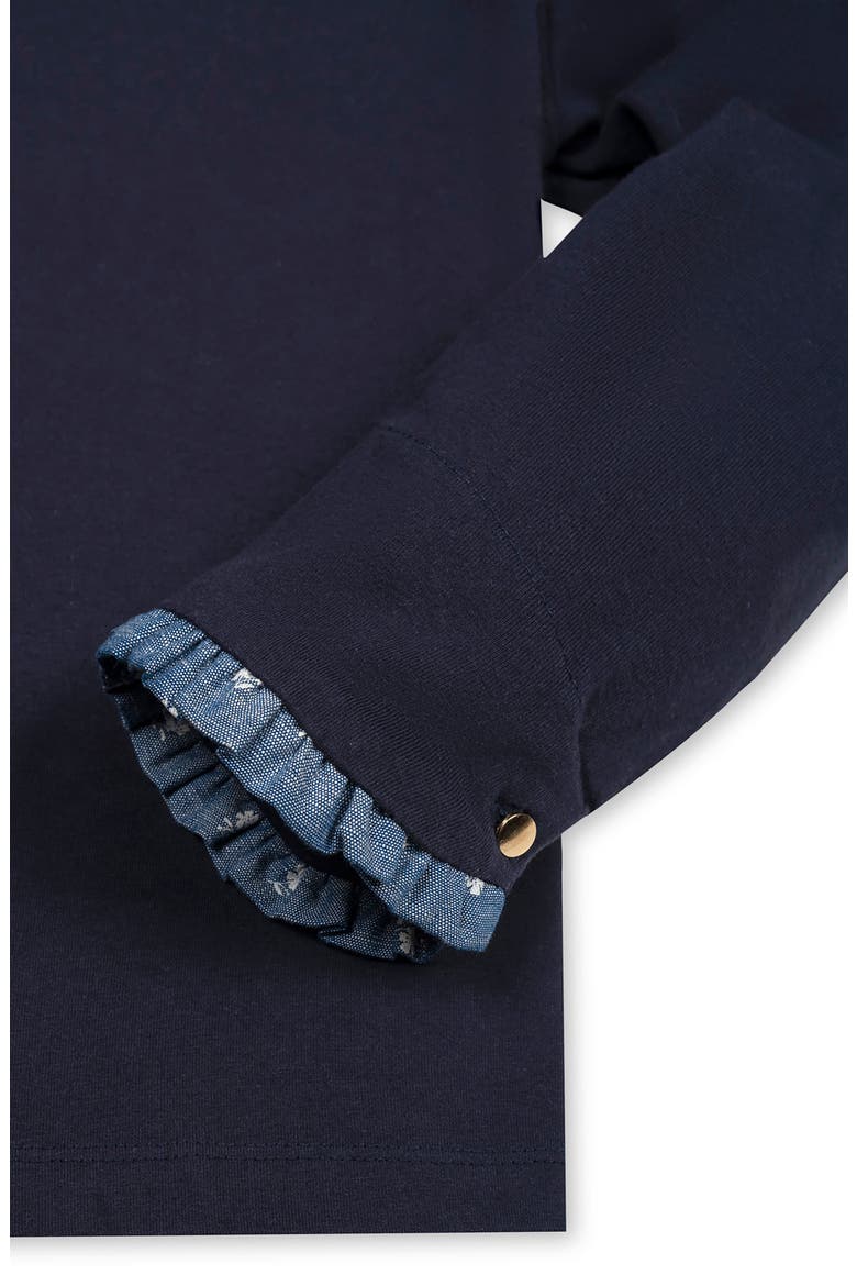 Kids' Organic Ruffle Trim Knit Top, Alternate, color, Navy with Chambray