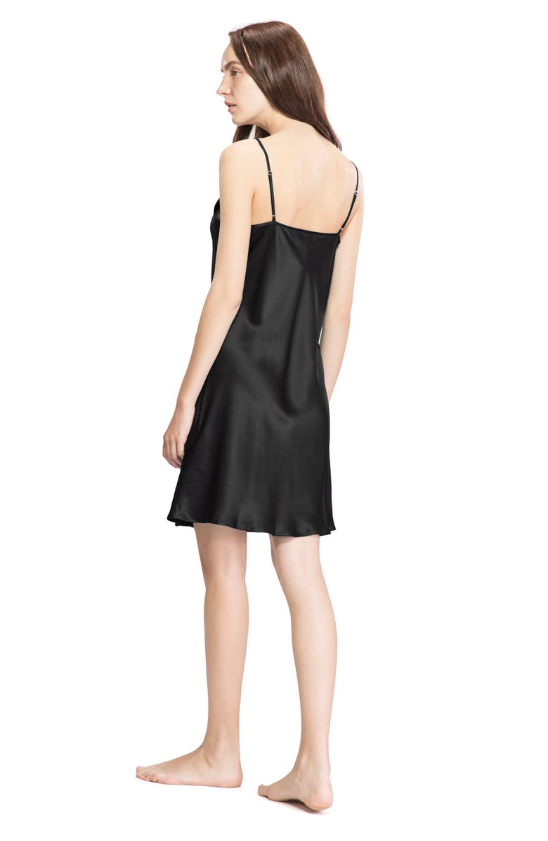 Lilysilk Short Silk Chemise, Alternate, color, Black