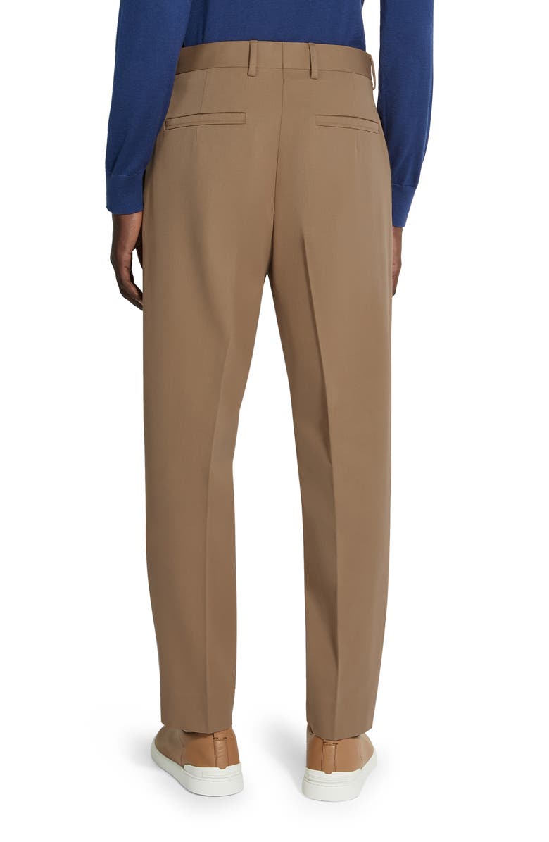 ZEGNA Pleat Front Cotton & Wool Trousers, Alternate, color, 