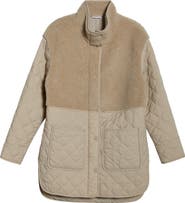 Zella Faux Shearling Hybrid Quilted Long Jacket