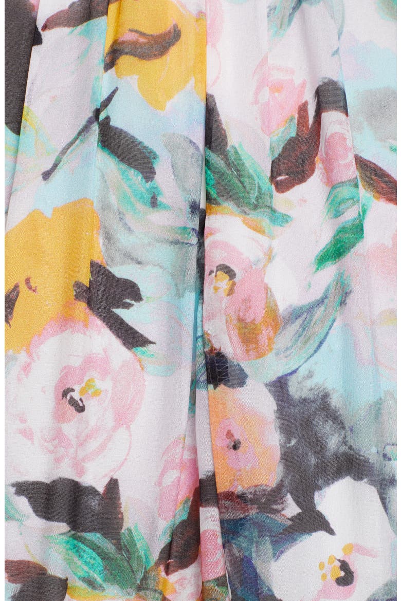 Drew Floral Print Evening Dress, Alternate, color, AQUA