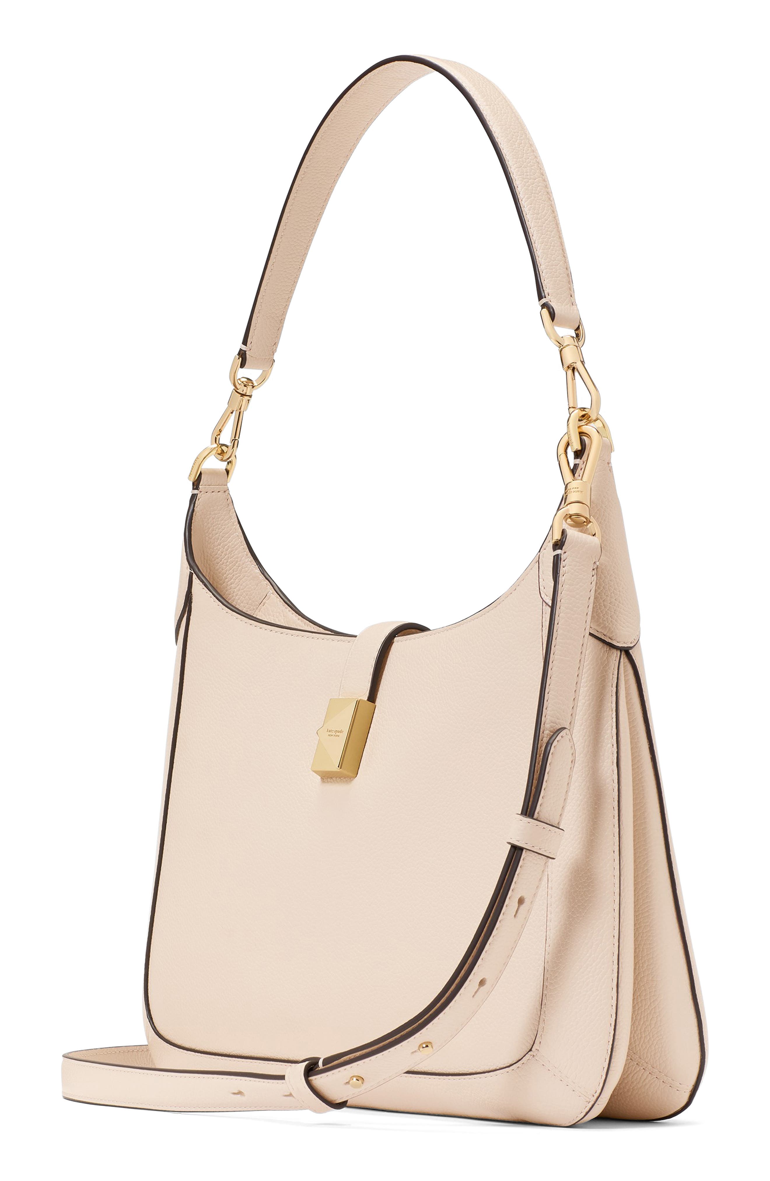 deco leather hobo bag, Alternate, color, MILK GLASS