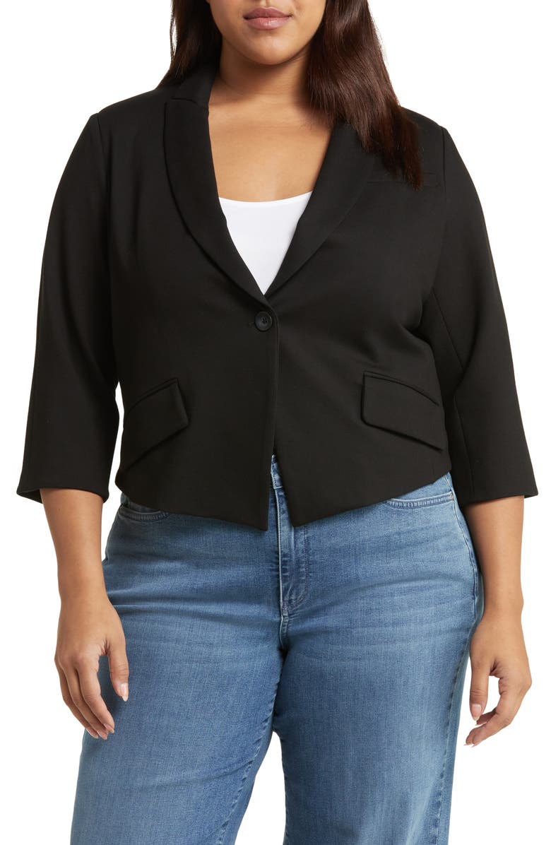 Wit & Wisdom Three Quarter Sleeve Crop Blazer, Alternate, color,