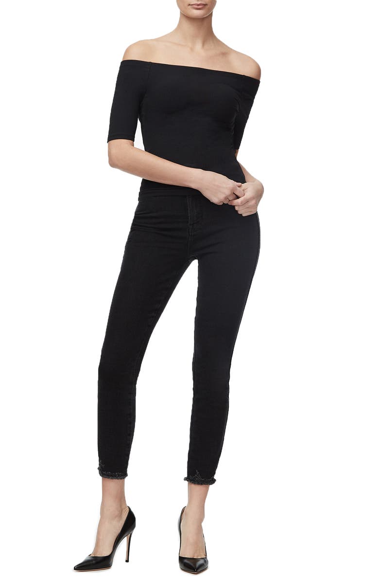 Good American Ribbed Off the Shoulder Top, Alternate, color, 