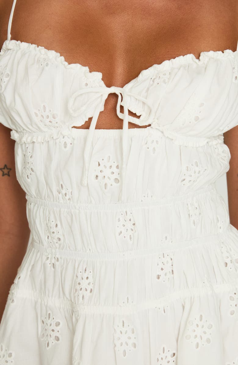 Princess Polly Wish Me Luck Shirred Cotton Mini Sundress, Alternate, color, White