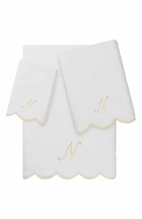 Adornia Scallop Initial 3-Piece Towel Set