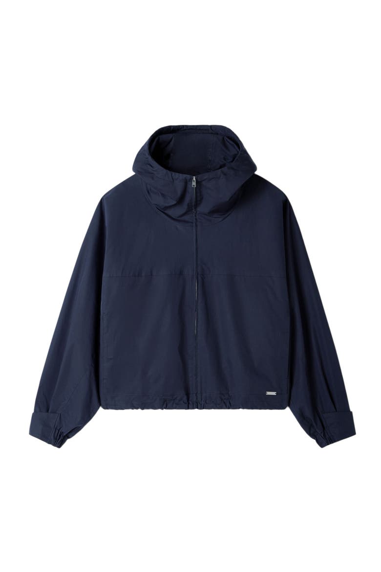 Hooded zip-up cotton jacket, Alternate, color, Midnight blue