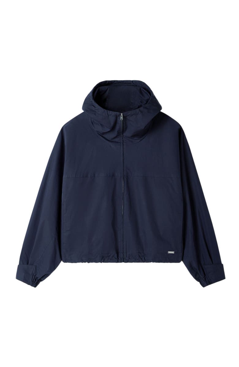 SANDRO Hooded zip-up cotton jacket, Alternate, color, Midnight Blue