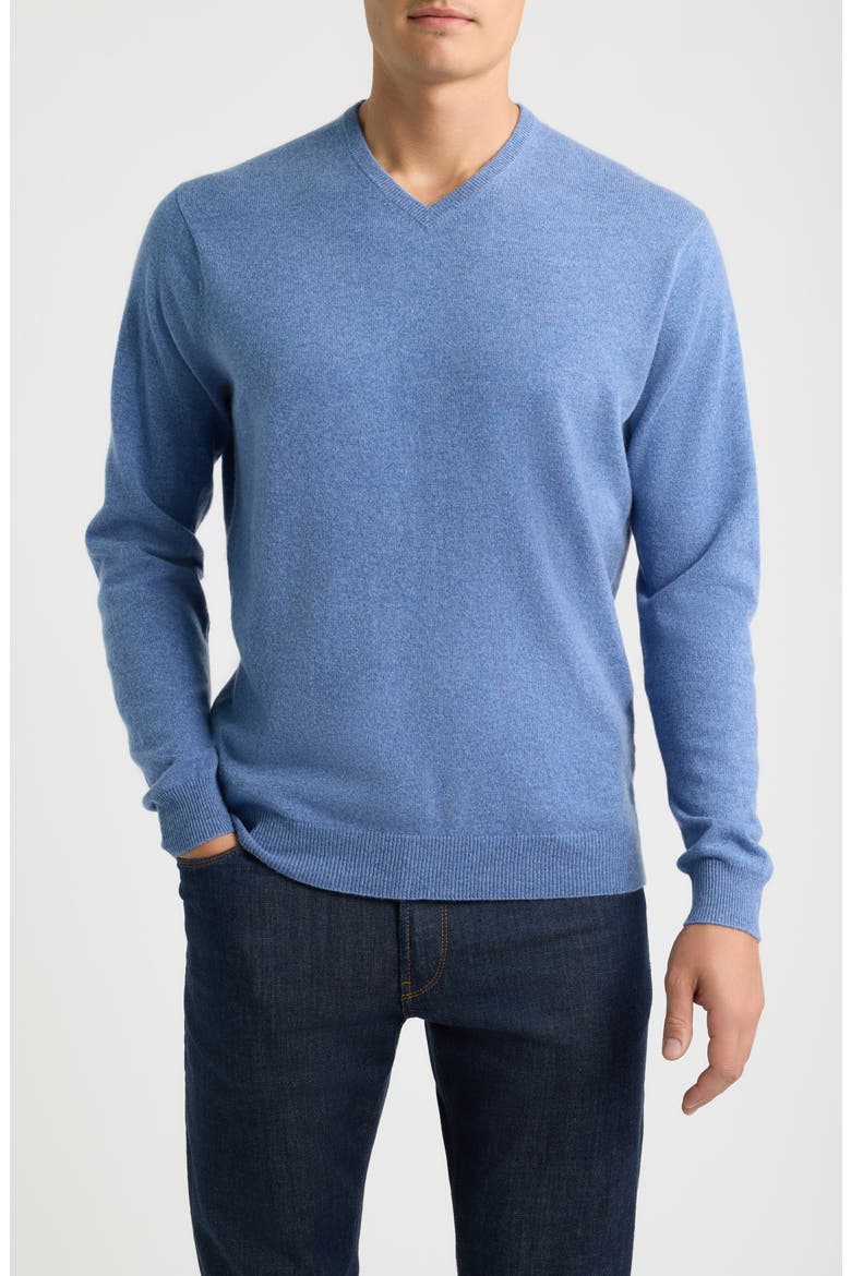Crown Heritage Cashmere V-Neck Sweater, Main, color, ASTRAL BLUE