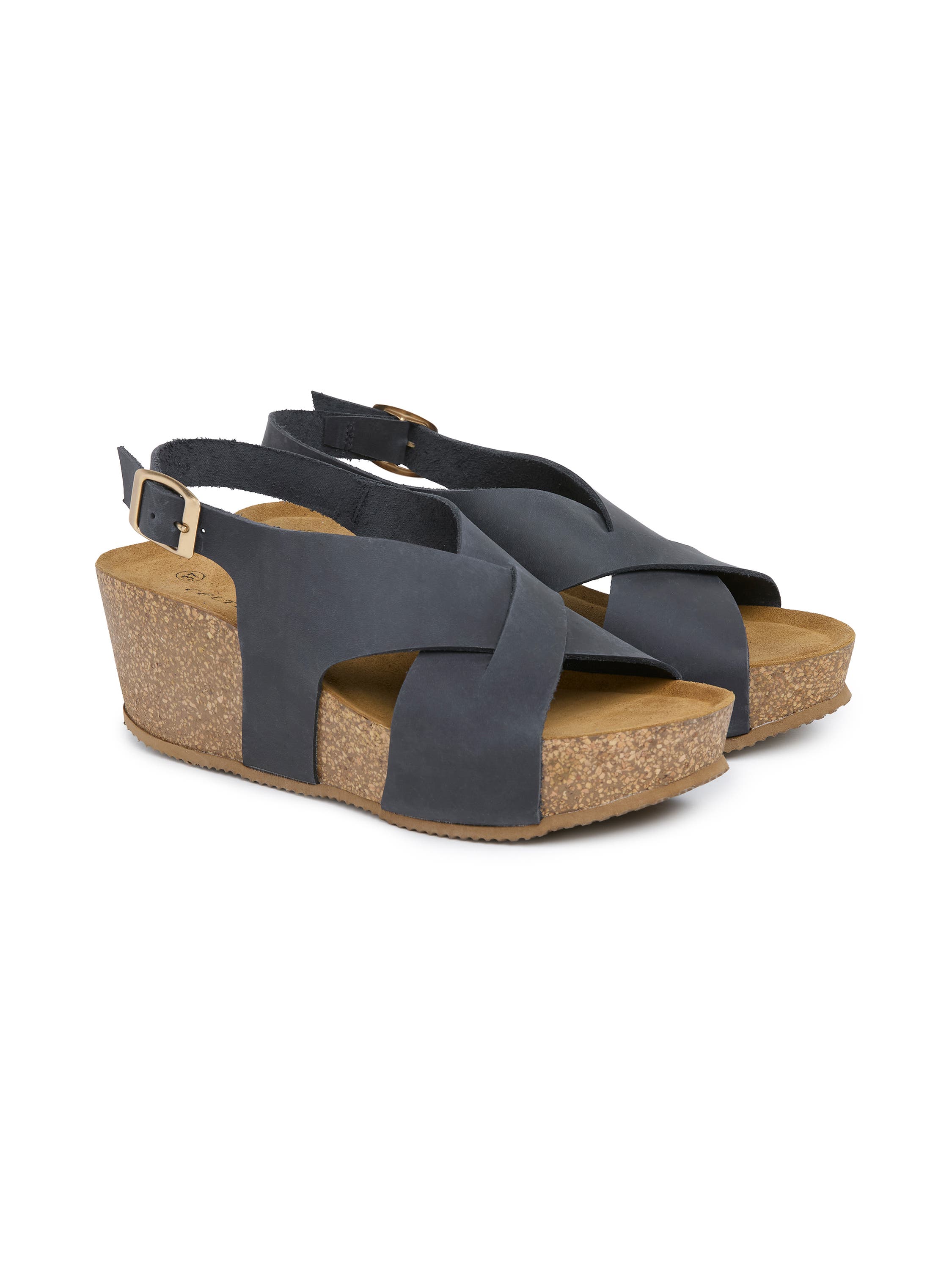 Celtic & Co. Crossover Detail Wedge Sandal, Alternate, color, Dark Navy