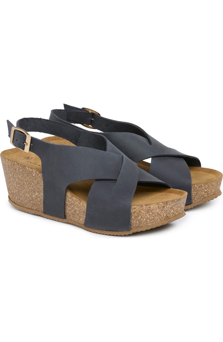 Celtic & Co. Crossover Detail Wedge Sandal, Alternate, color, Dark Navy