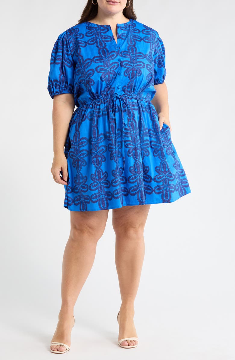 SUGARLIPS Romery Puff Sleeve Dress, Main, color, Blue-Navy-Mul