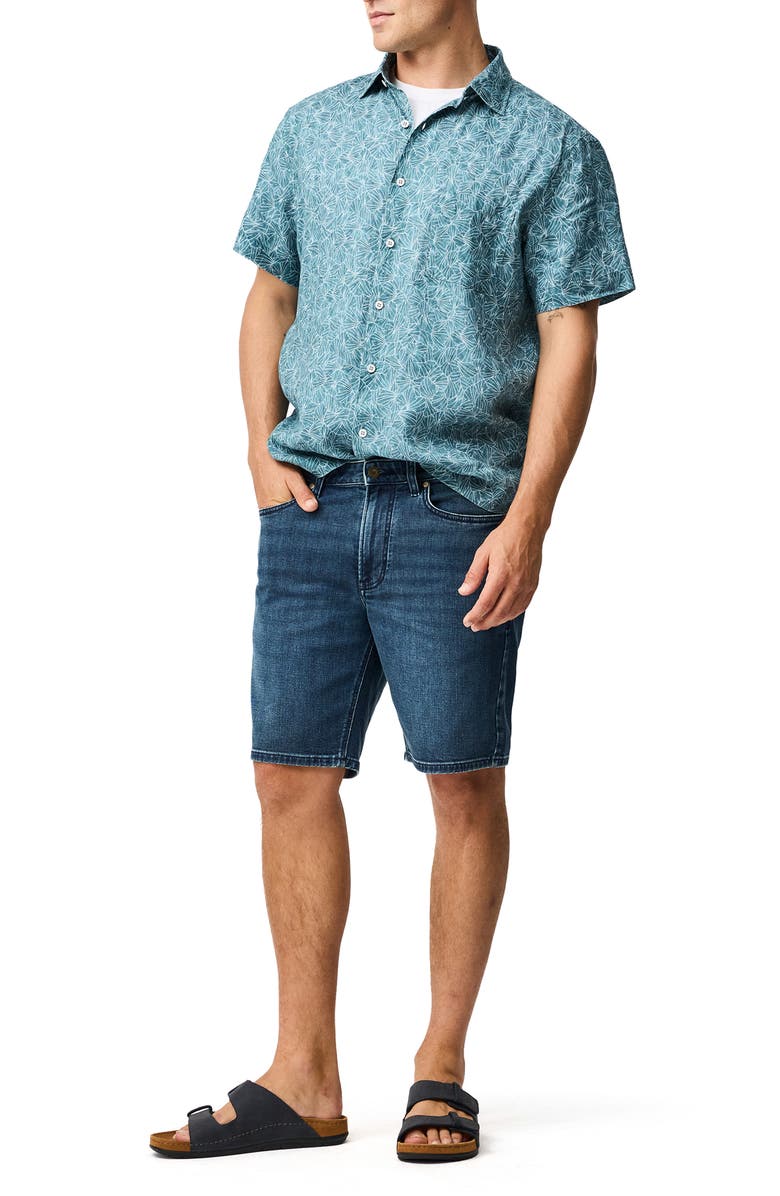 Rodd & Gunn Whitlaker Leaf Print Short Sleeve Linen Button-Up Shirt, Alternate, color, 