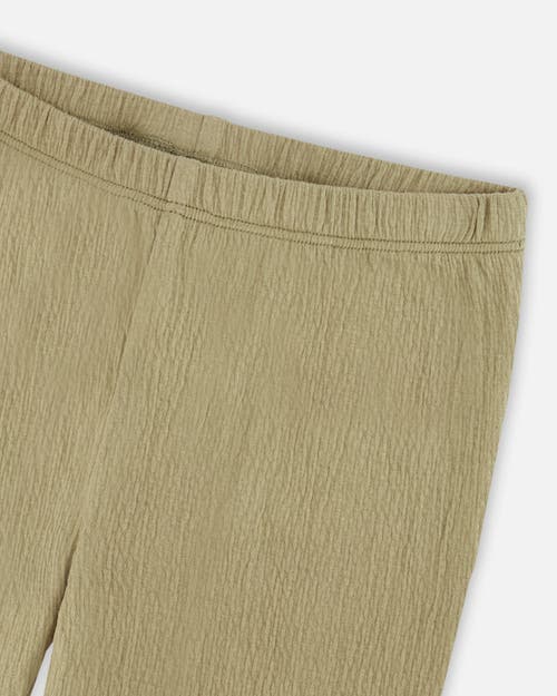 Deux Par Deux Little Girl's Crinkle Jersey Capri Legging Olive Green In Olive Green