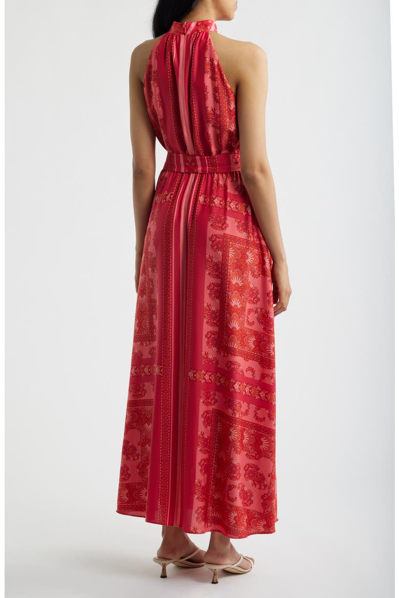Floral Print Halter Maxi Dress, Alternate, color, GRENADINE MULTI