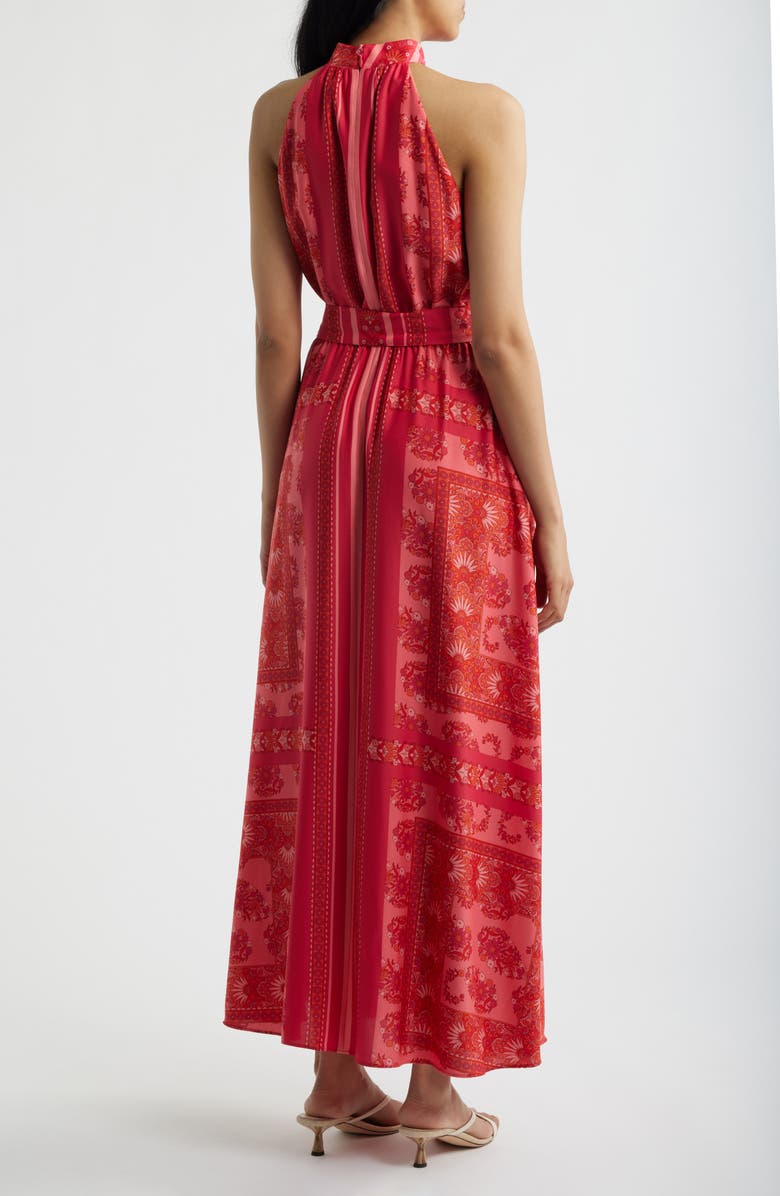 Anne Klein Floral Print Halter Maxi Dress, Alternate, color, Grenadine Multi
