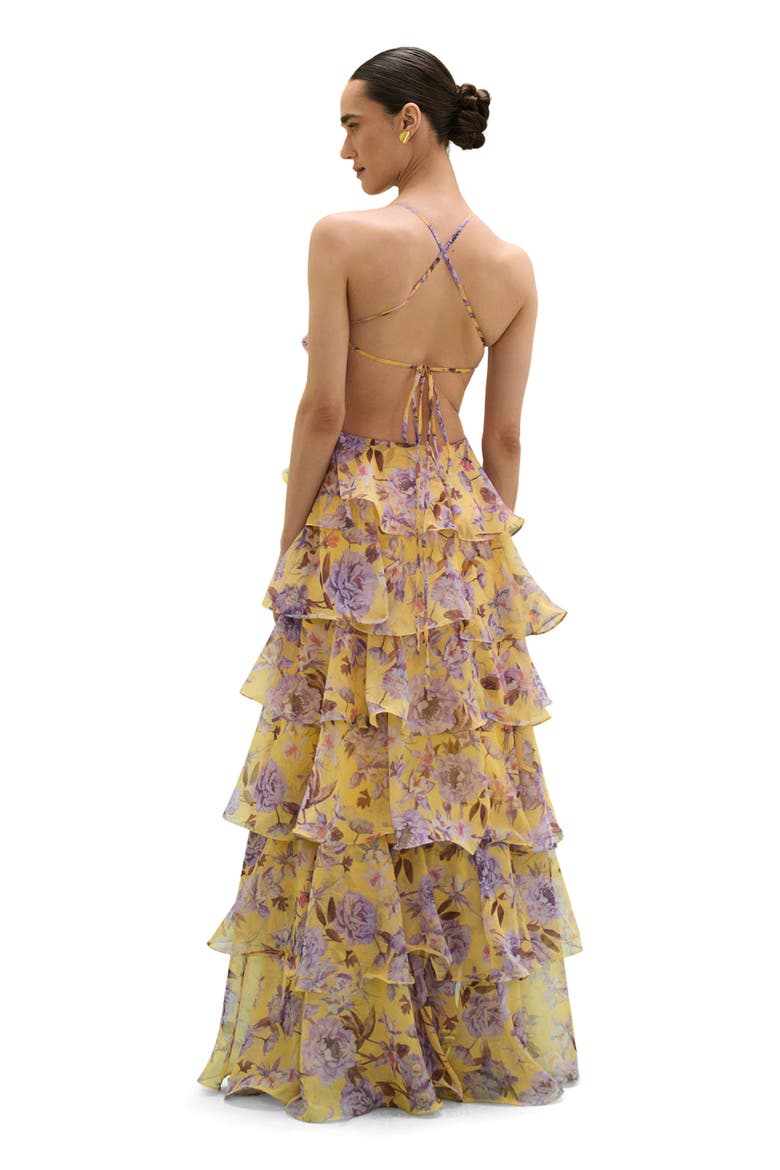 Peony Butterfly Maxi Dress, Alternate, color, YELLOW