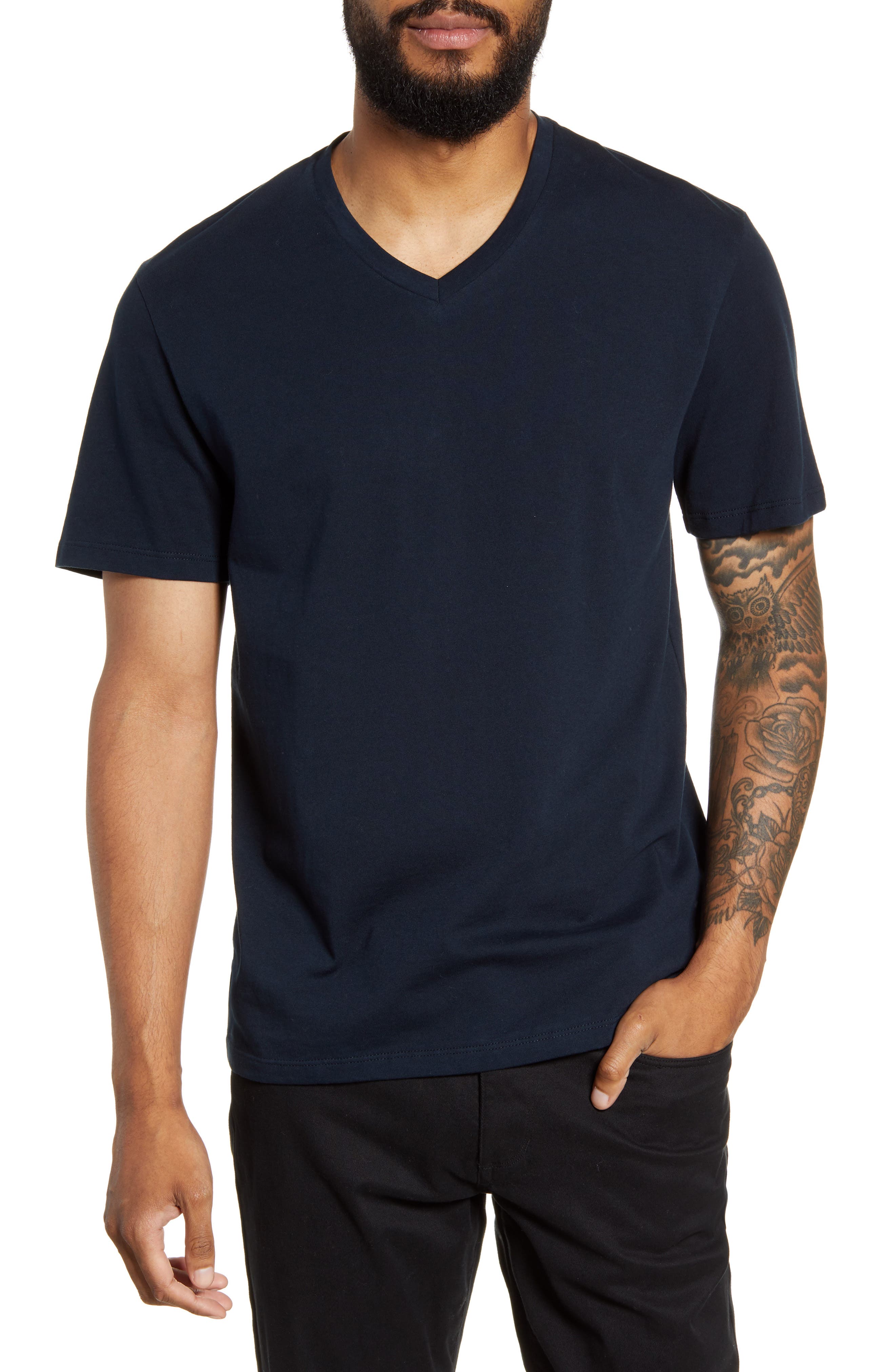 Vince Regular Fit Garment Dyed V-Neck T-Shirt