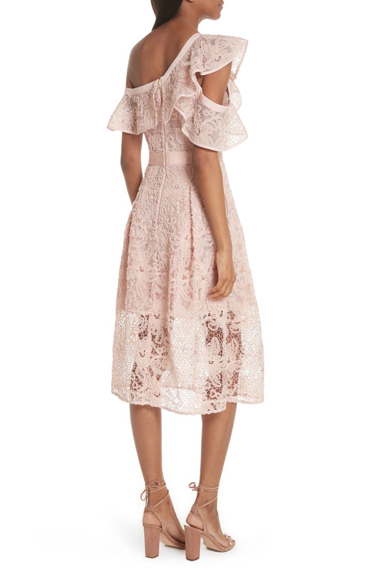 Lace Shoulder Cutout Midi Dress, Alternate, color, PINK