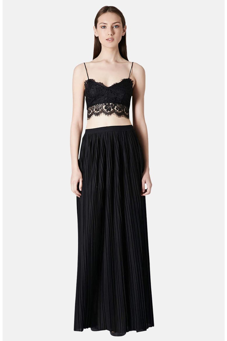 Pleated Maxi Skirt, Alternate, color, BLACK