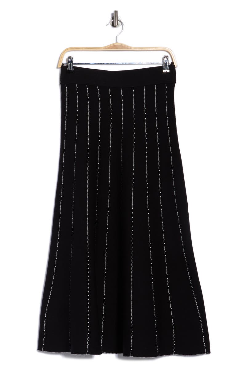 ELIE ELIE TAHARI Sweater Midi Skirt, Alternate, color, Black/ White