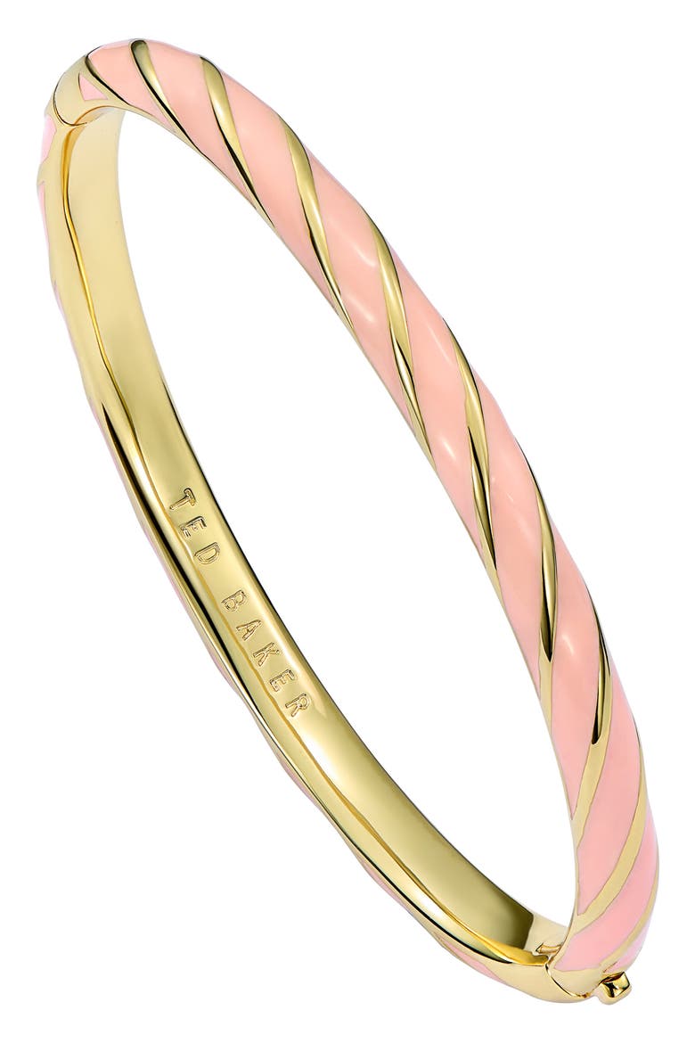 Trinity Twist Enamel Hinge Bracelet, Main, color, METALLIC GOLD/ LIGHT PINK