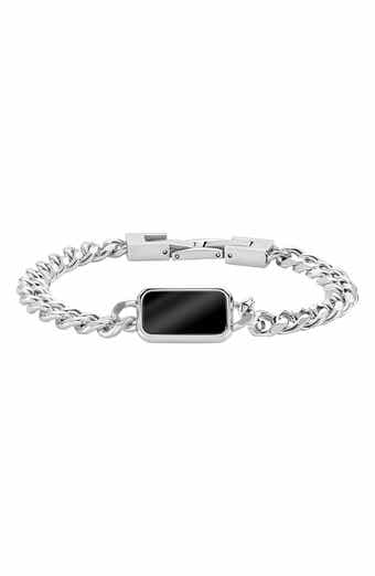 GEOFFREY BEENE Men's Stainless Steel Semiprecious Stone Curb Chain Bracelet