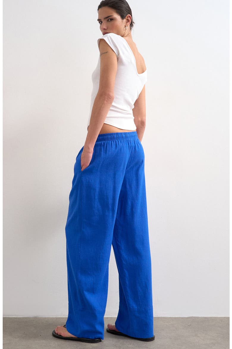 Linen Blend Straight Leg Pants, Alternate, color, BLUE