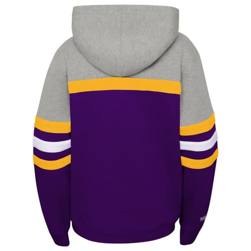 Mitchell & Ness Youth Purple Minnesota Vikings Throwback Head Coach Pullover Hoodie In Purple