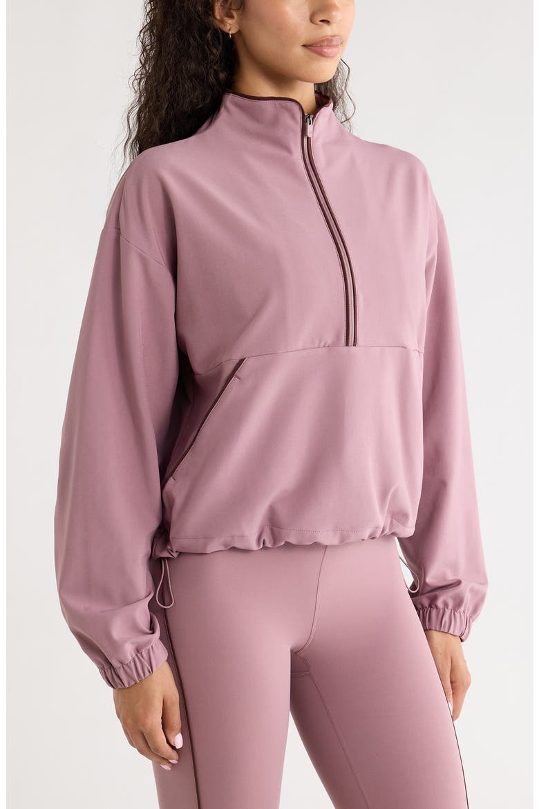 Piped Half Zip Pullover, Alternate, color, PURPLE SHAKE