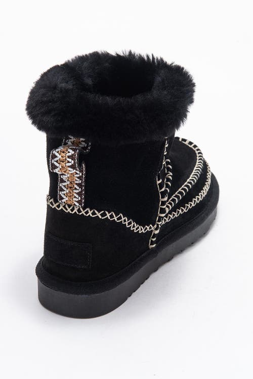 Forever & Always Shoes Jorel Leather Fur Lined Ankle Boot In Black