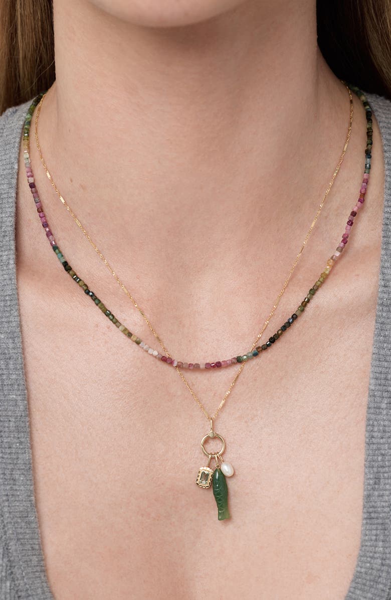 Ana Luisa Solid Yellow Gold - Gemstone Fish Necklace, Alternate, color, Gold