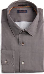 Zanella Bond Micropattern Knit Cotton Blend Dress Shirt