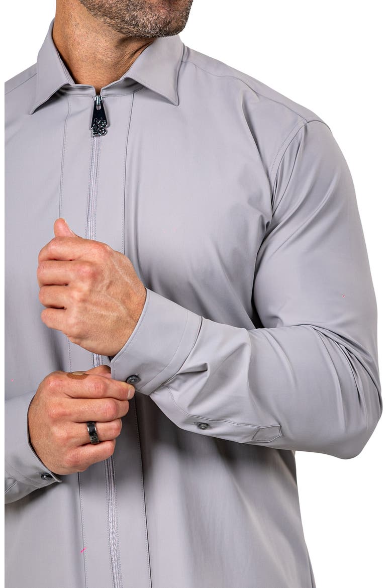 FibZip Marthyr Knit Zip-Up Shirt, Alternate, color, GREY