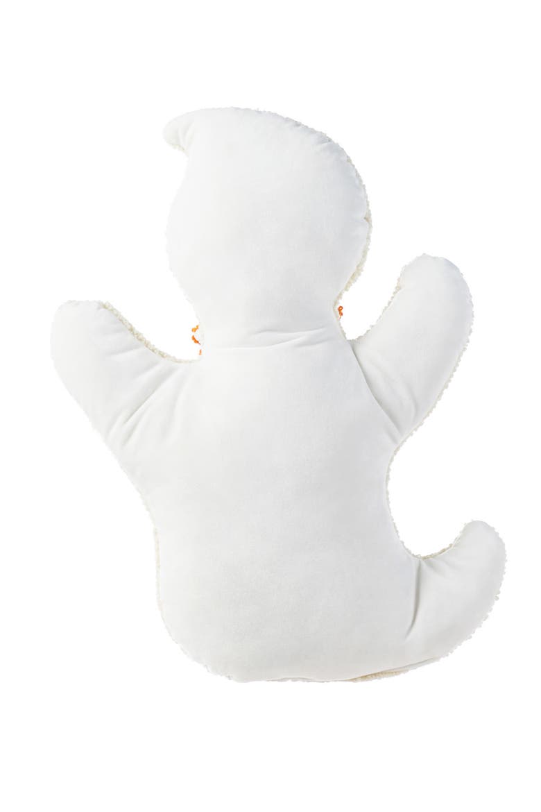 Halloween Hooked Ghost Skeleton Cat Shaped Pillow, Alternate, color, White