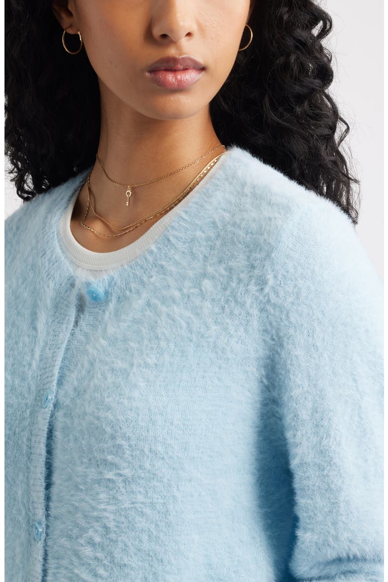 Fuzzy Scoop Neck Cardigan, Alternate, color, BLUE SKYRIDE